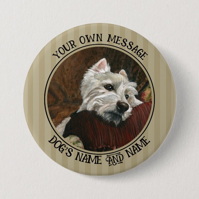 Badge Rond 7,6 Cm Westie sur canapé (Devant)