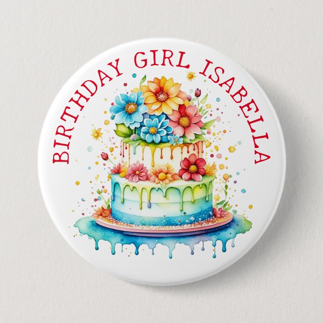 Badge Rond 7,6 Cm Whimsical Birthday Girl (Devant)