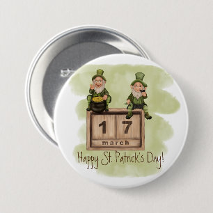 Badge Rond 7,6 Cm Whimsical Leprechauns St. Patrick's Day