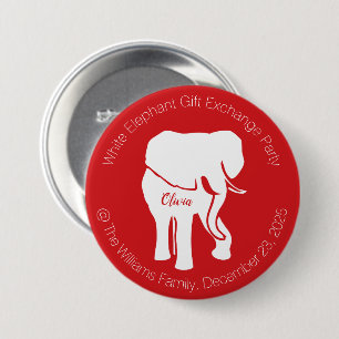 Badge Rond 7,6 Cm White Elephant Gift Exchange Party ou votre texte