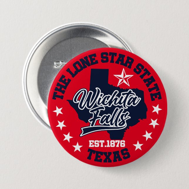 Badge Rond 7,6 Cm Wichita Falls, Texas (Devant & derrière)