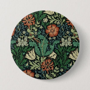 Badge Rond 7,6 Cm William Morris Compton Floral Art nouveau Motif