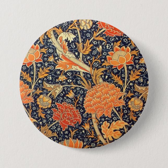 Badge Rond 7,6 Cm William Morris Cray Floral Art Nouveau Motif (Devant)