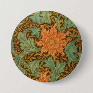 Badge Rond 7,6 Cm William Morris Single Stem Motif Art Nouveau