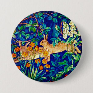 Badge Rond 7,6 Cm William Morris "Two Hares" Lapins sauvages Imprime