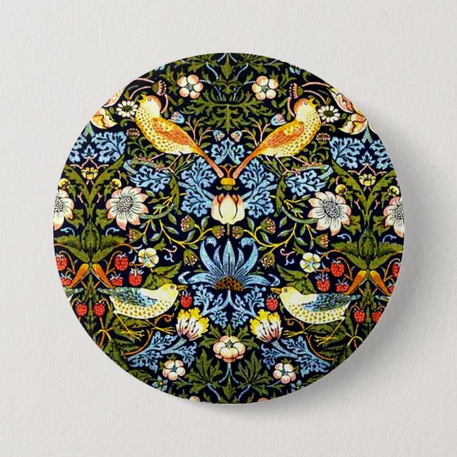 Badge Rond 7,6 Cm William Morris - Voleur de fraises,  (Devant)
