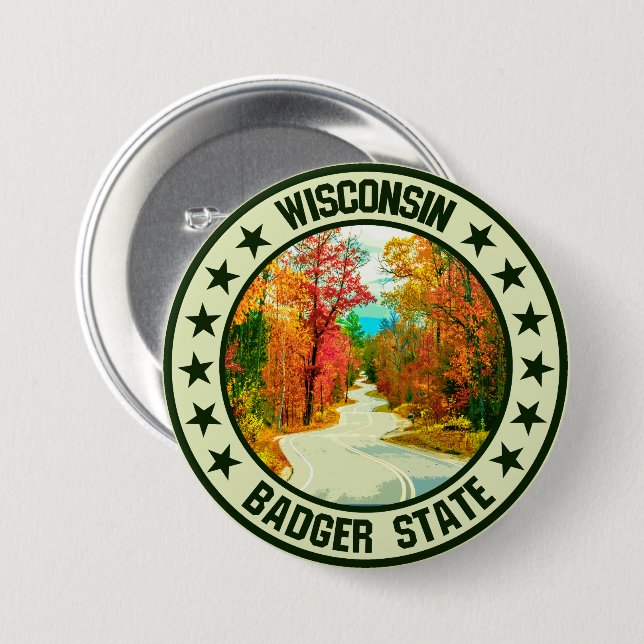Badge Rond 7,6 Cm Wisconsin (Devant & derrière)