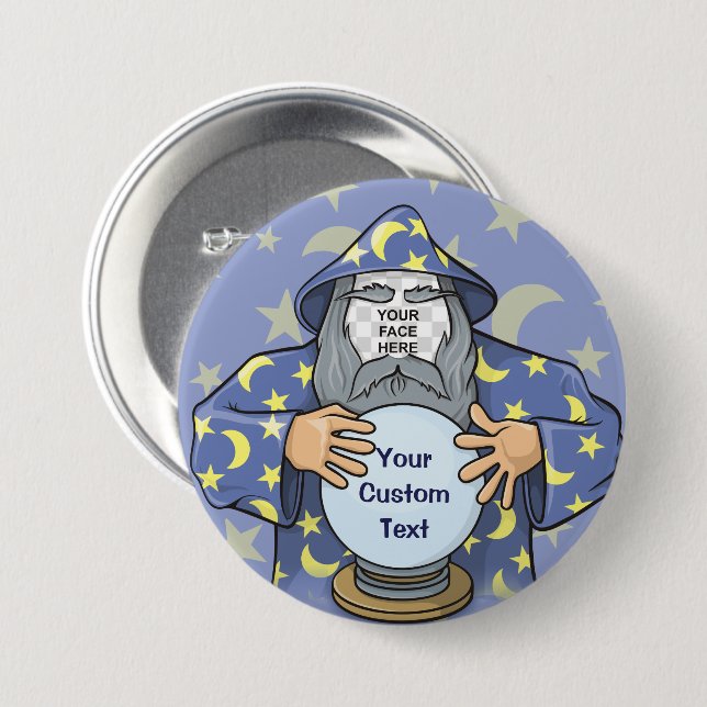 Badge Rond 7,6 Cm Wizard with your face (Devant & derrière)