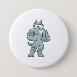 Badge Rond 7,6 Cm Wolf comme Bodybuilder extrême