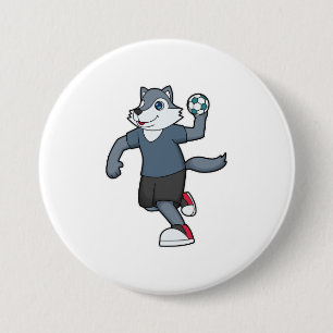 Badge Rond 7,6 Cm Wolf Handball joueur Handball
