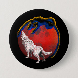Badge Rond 7,6 Cm Wolf Panther Lunar Eclipse Button