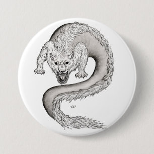 Badge Rond 7,6 Cm Wolfdragon noir et blanc Design