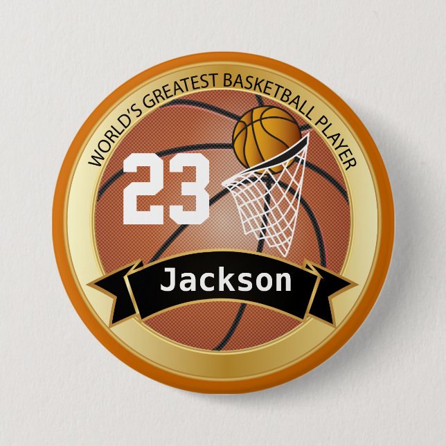 Badge Rond 7,6 Cm World's Greatest Basketball Player (Devant)
