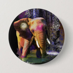 Badge Rond 7,6 Cm Wrinkwonders Colorful Elephant Zoo Button