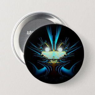Badge Rond 7,6 Cm Yeux lumineux bleu brillant Créature