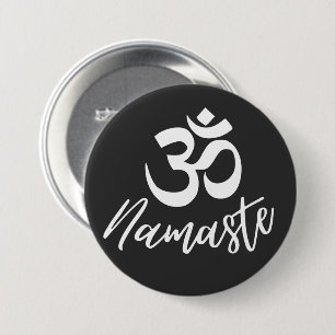 Badge Rond 7,6 Cm Yoga - Namaste et OM Sanskrit symbole