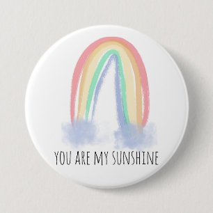 Badge Rond 7,6 Cm You are my sunshine watercolor painted rainbow