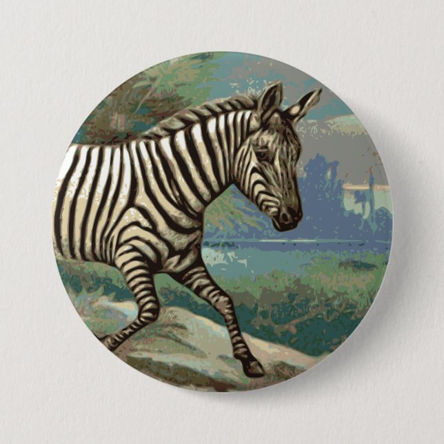 Badge Rond 7,6 Cm Zèbre (Devant)