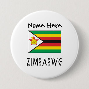 Badge Rond 7,6 Cm Zimbabwe et Zimbabwe Drapeau Noir Personnalisation