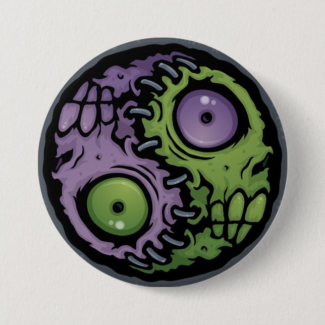 Badge Rond 7,6 Cm Zombi Yin-Yang (Devant)