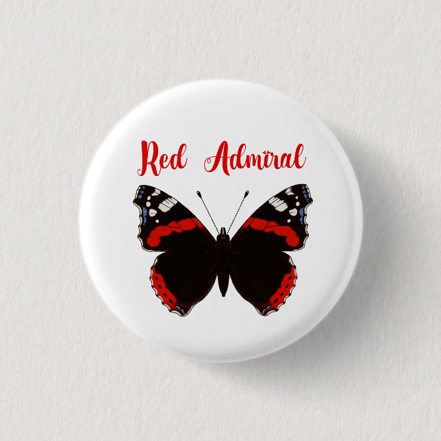 Badge rond papillon de l'amiral rouge (Devant)