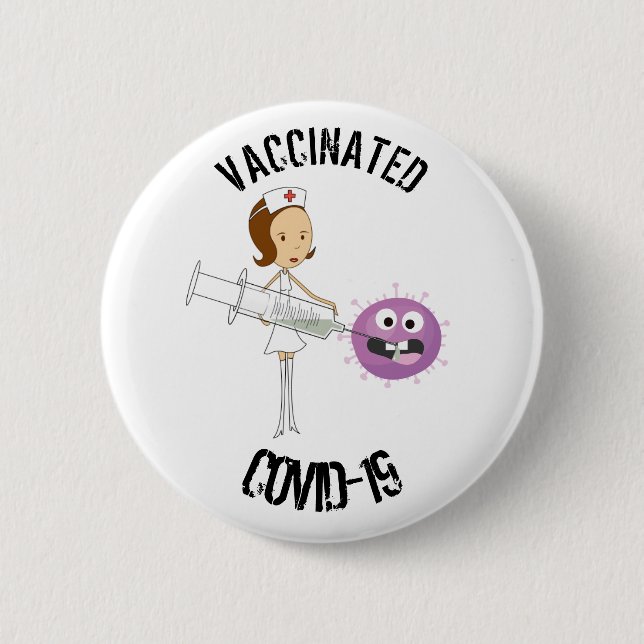 Badge Rond Vacciné COVID-19 6 Cm (Devant)