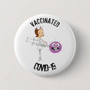 Badge Rond Vacciné COVID-19 6 Cm