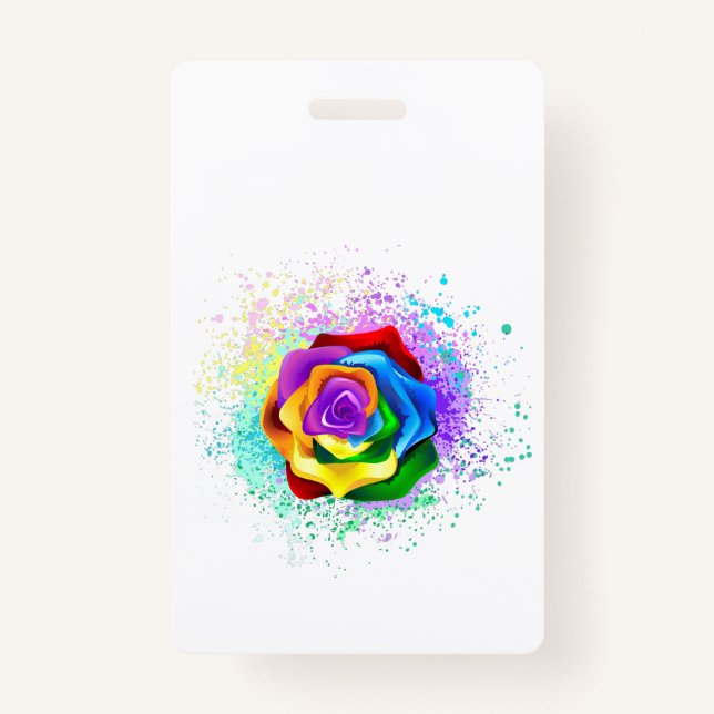 Badge Rose arc-en-ciel coloré (Devant)