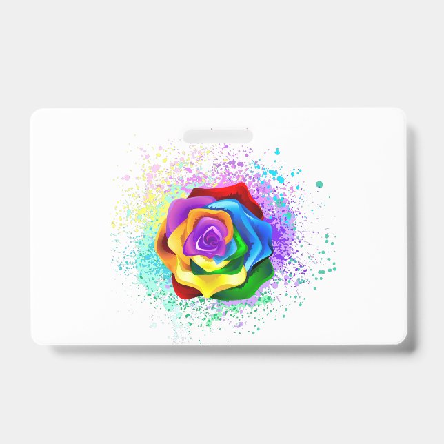 Badge Rose arc-en-ciel colorée (Avant)
