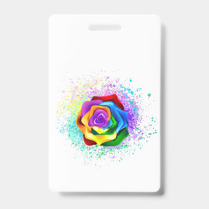 Badge Rose arc-en-ciel colorée