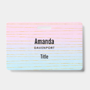 Badge Rose Bleu Ombré avec fines lignes dorées