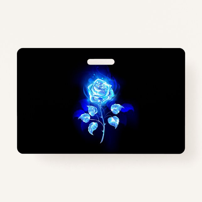 Badge Rose bleue brûlante (Devant)