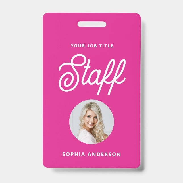 Badge Rose chaud vif | Photo et script tendance (Avant)