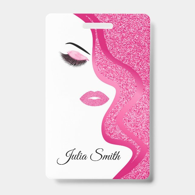 Badge Rose clair moderne avec effet Parties scintillant (Face)