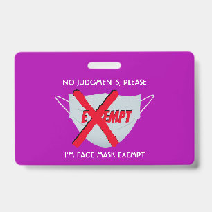 Badge Rose EXEMPTION DU MASQUE FACIAL