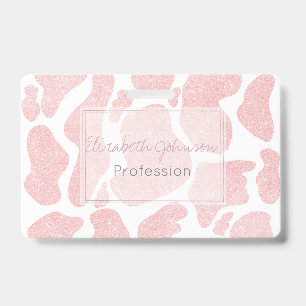 Badge Rose Gold blanc Grandes Taches de Vache Motif Anim