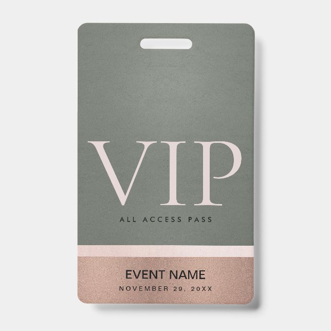BADGE ROSE GOLD BLUSH ACIER GRIS PASS D'ACCÈS ÉVÉNEMENT  (Avant)