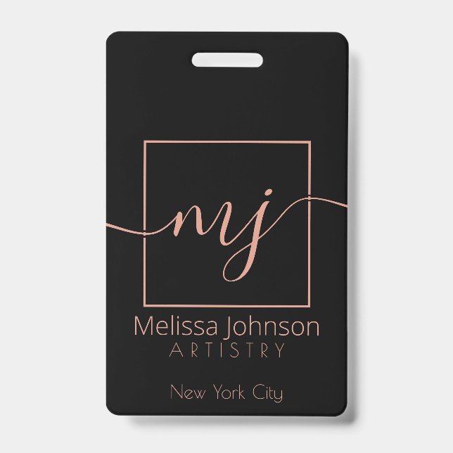 Badge Rose Gold Élégant sur Fond Noir (Avant)