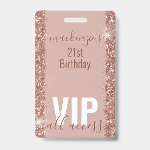 Badge Rose Gold Glam Parties scintillant VIP Anniversair