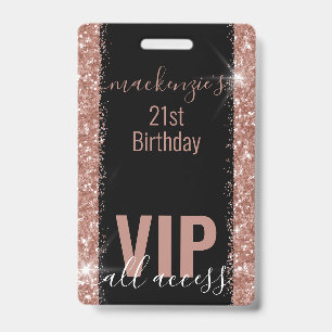 Badge Rose Gold Pink Parties scintillant VIP Anniversair