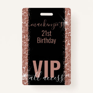 Badge Rose Gold Pink Parties scintillant VIP Anniversair