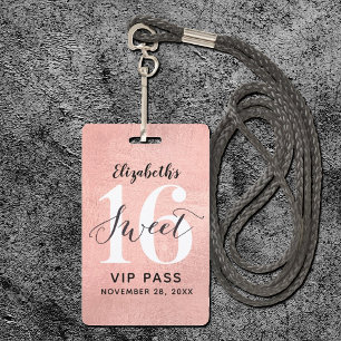 Badge Rose Gold Sweet 16 Anniversaire VIP