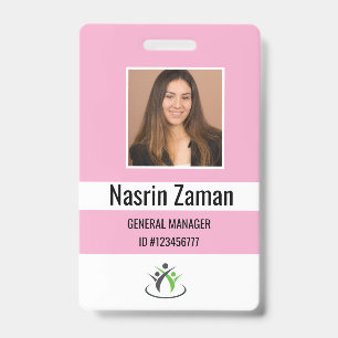 Badge Rose   Logo de l'employé de la photo ou sécurité d