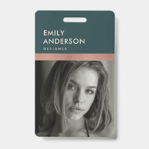 BADGE ROSE OR BLUSH GREEN EMPLOYÉ PHOTO NOM DE CODE DE B