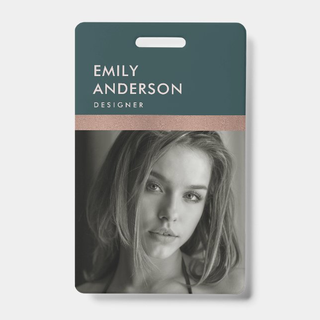 BADGE ROSE OR BLUSH GREEN EMPLOYÉ PHOTO NOM DE CODE DE B (Avant)