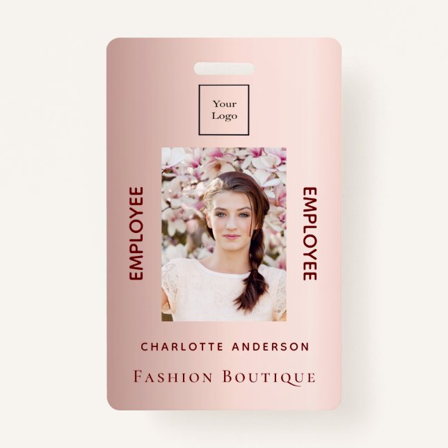 Badge Rose or employé photo luxueux logo d'entreprise (Devant)