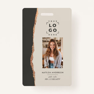 Badge Rose or naturel noir moderne ceinture élégante bad