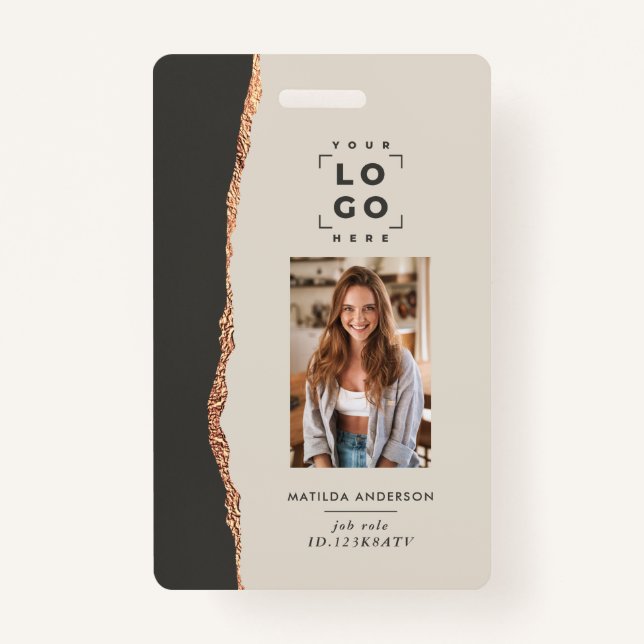 Badge Rose or naturel noir moderne ceinture élégante bad (Devant)