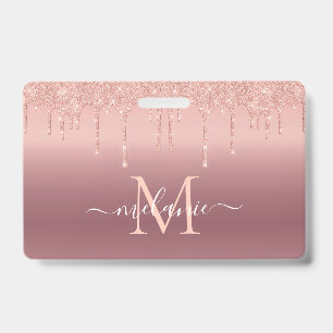 Badge Rose Parties scintillant or Sparkly Custom Lettre