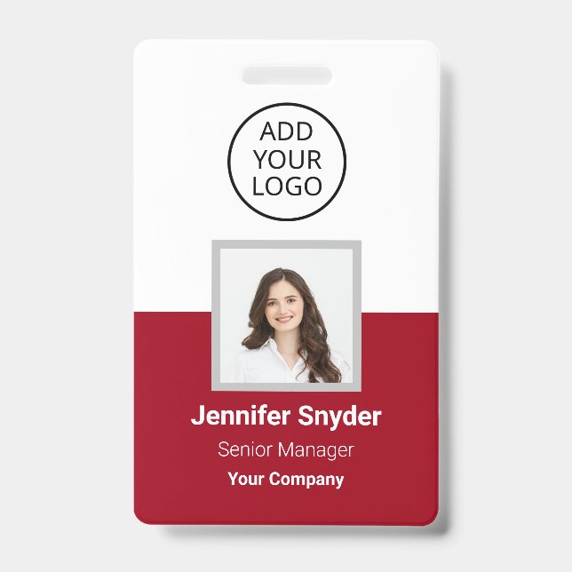 Badge Rose Rouge, Photo d'identité de l'employé avec cod (Avant)